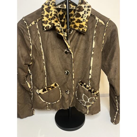 Iz Byer California Reversible Women’s Cheetah Print Jacket Size 7/8 - Picture 3 of 11